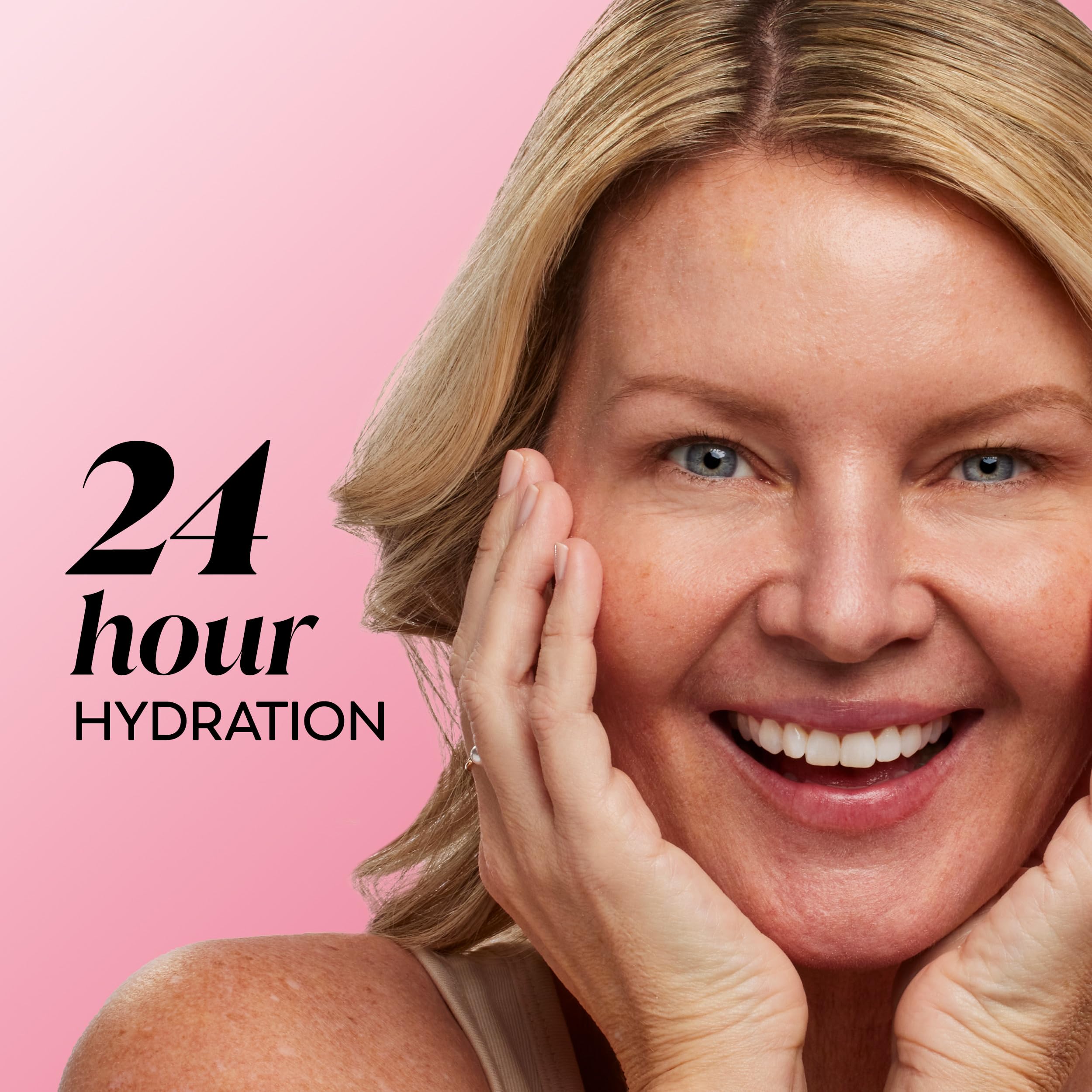 Olay applied to outer corner and eyelid illustrating gentle smoothing