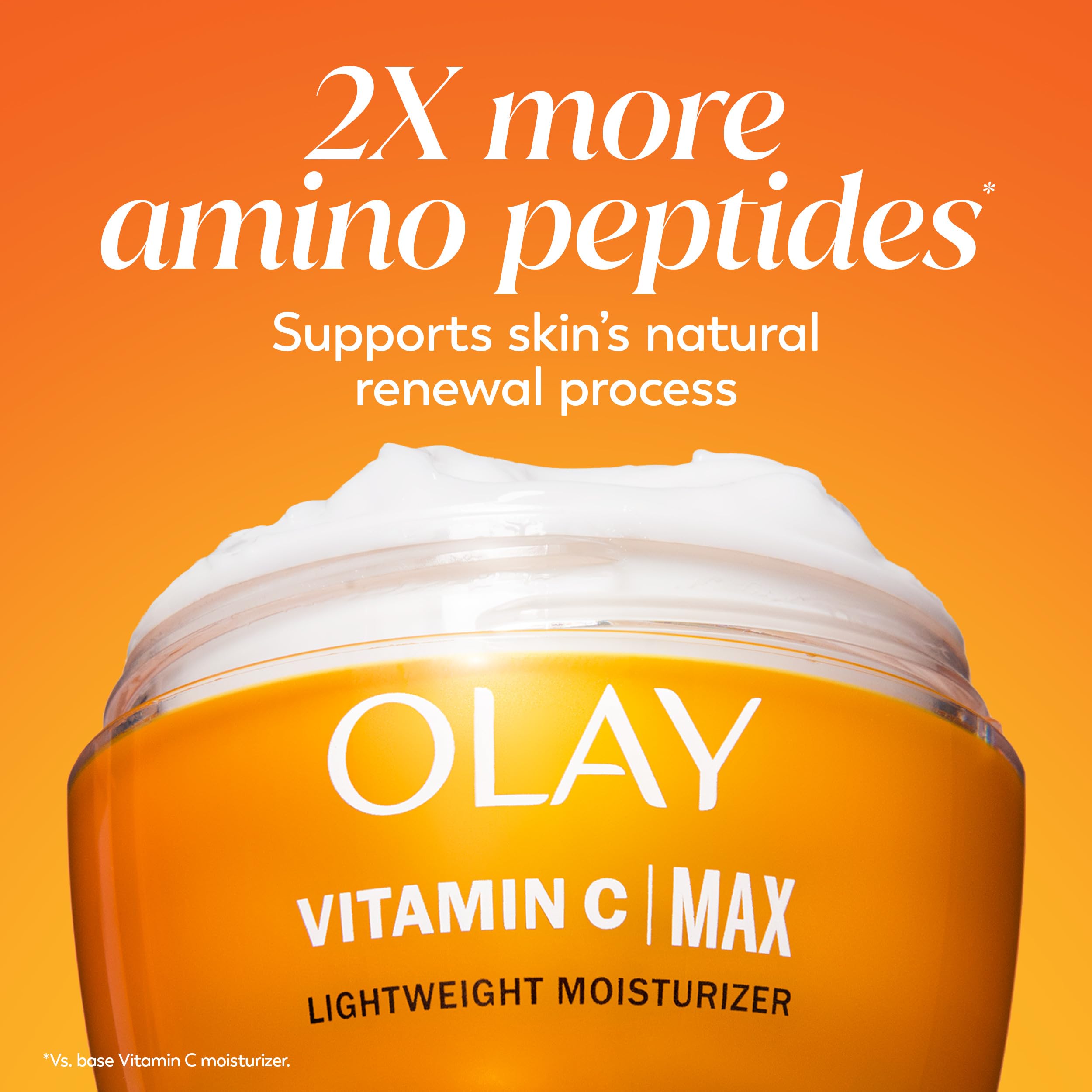 Olay ingredients label highlighting Vitamin C, niacinamide and peptides
