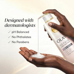 Olay pump close-up dispensing body wash for easy application