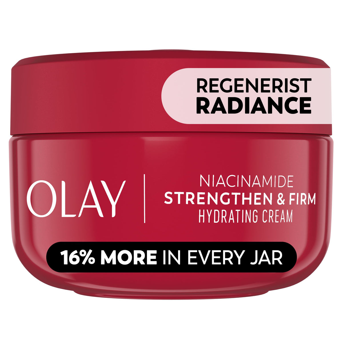 Olay front packaging showing jar and branding for clear product identification and trust