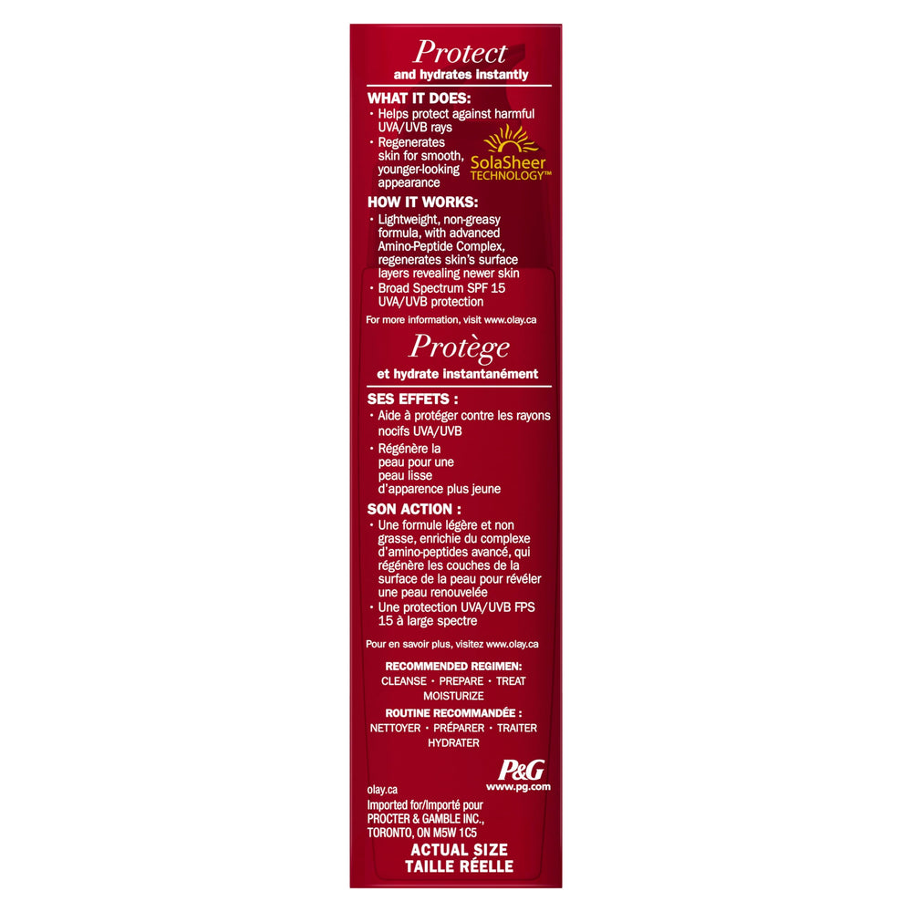 Olay pump dispensing lightweight lotion for quick absorption