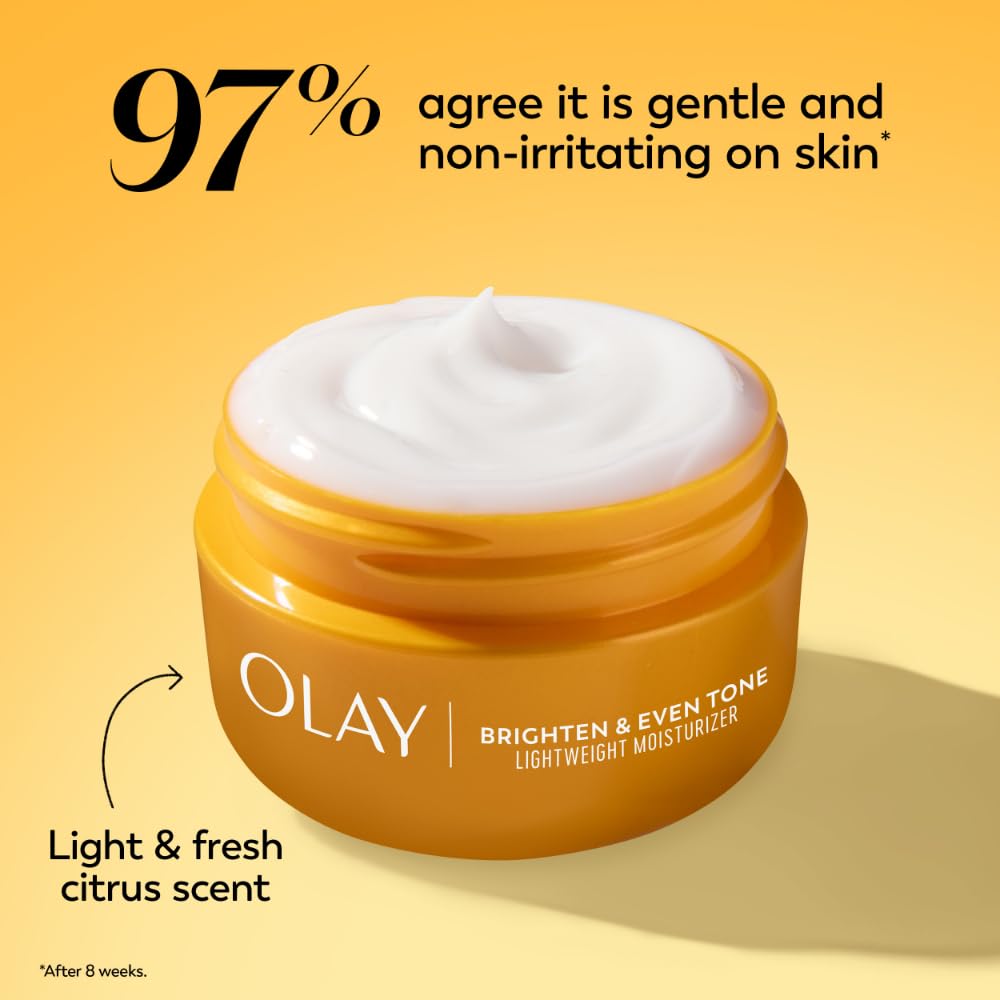 Olay before and after swipe on skin showing tone evening and glow benefit