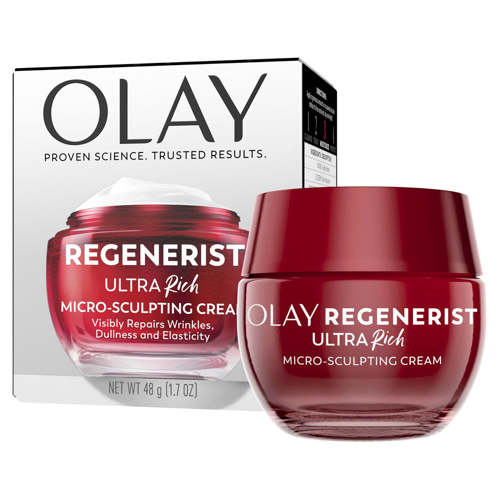 Olay front jar showing premium design and visible hydration benefit