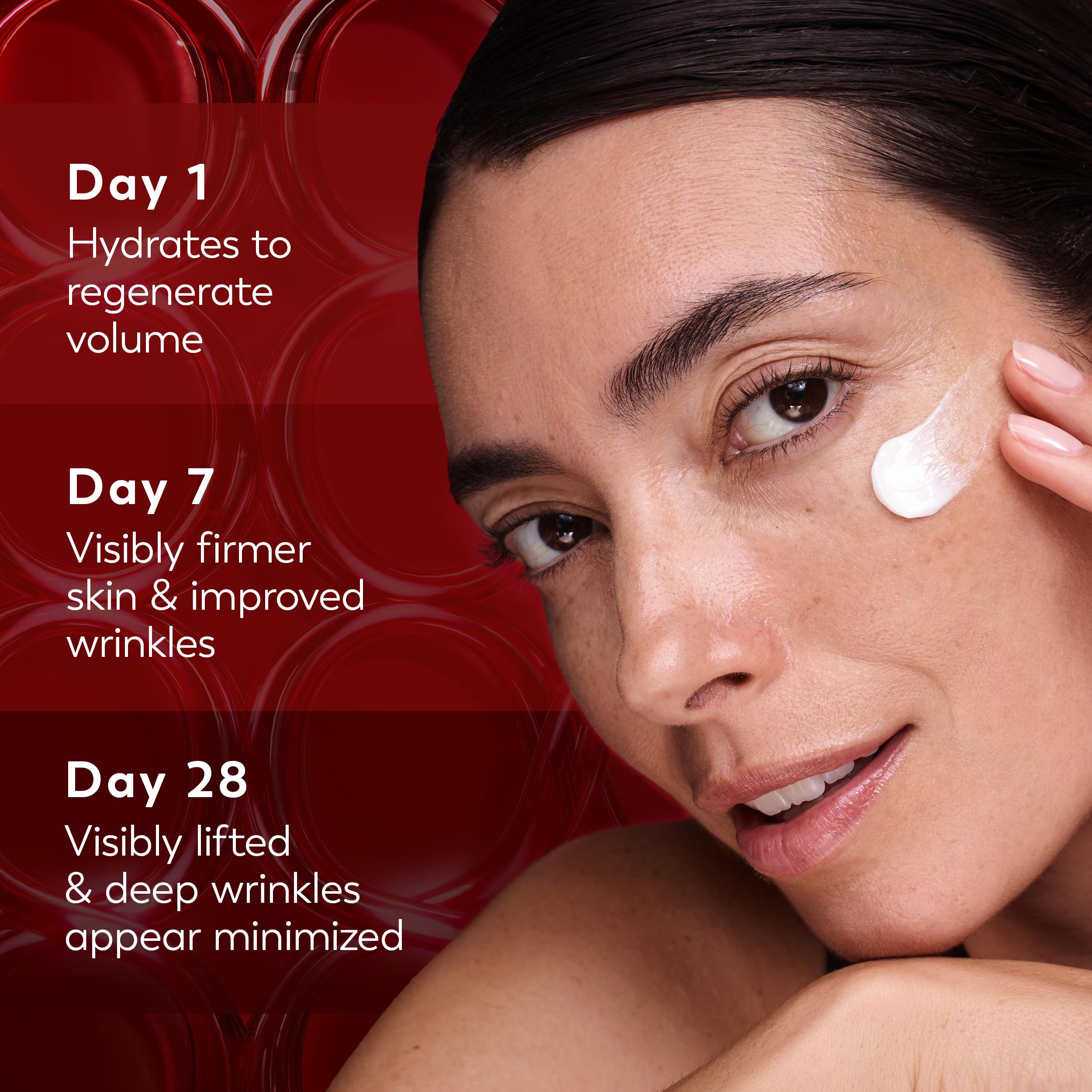 Olay applied to neck for smoother, plumper-looking skin