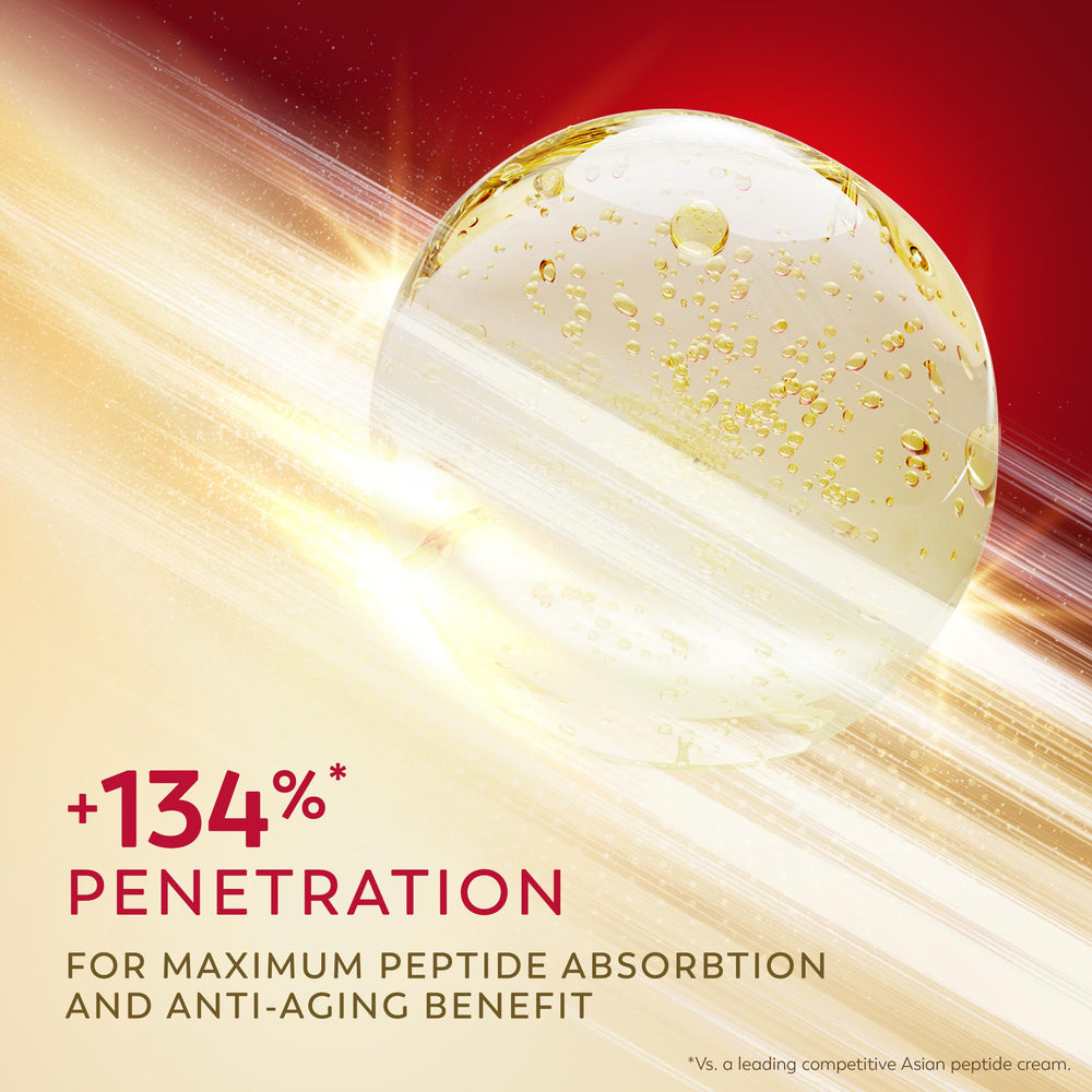 Olay Science ingredient visual of peptides communicating advanced peptide support benefit