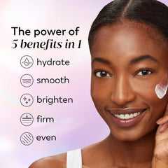 Olay ingredient flatlay with niacinamide and vitamin C for brightness