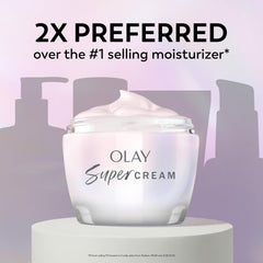 Cream on fingertips from Olay showing lightweight spreadable benefit