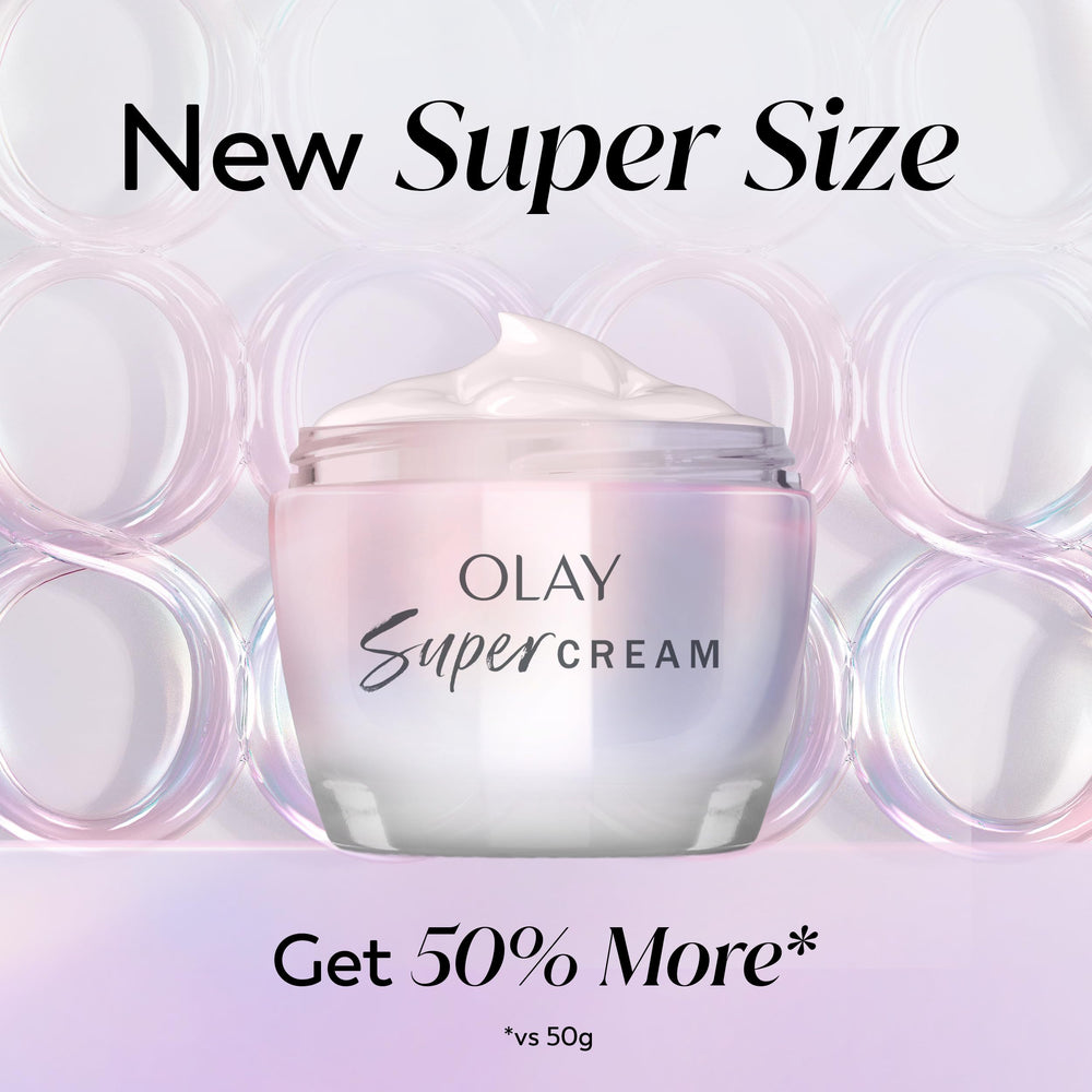 Olay opened jar displaying cream texture and quick-absorbing benefit