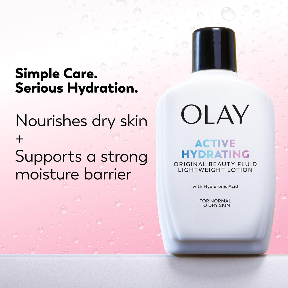 Olay lotion texture on hand showing lightweight spreadability benefit