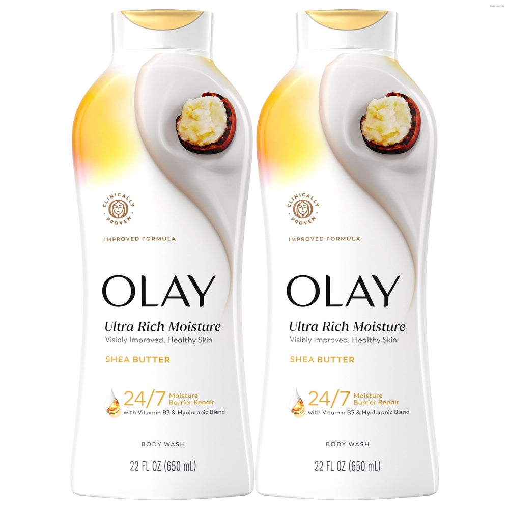 Olay bottle front packaging showing product benefits and size