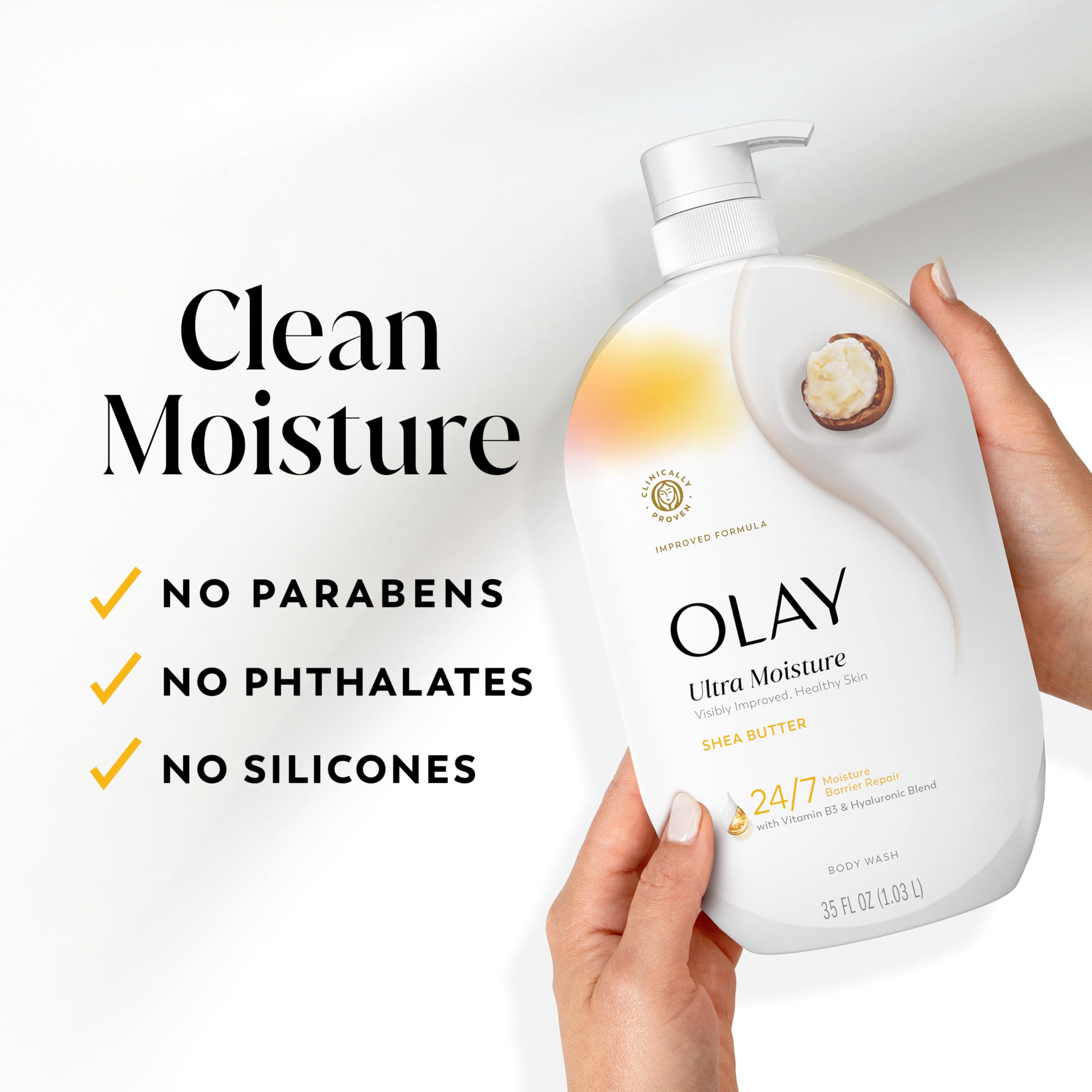 Person using Olay in shower illustrating daily moisturizing routine