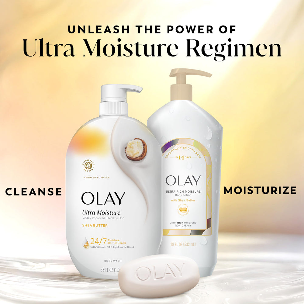 Olay body wash texture on skin demonstrating smooth, non-greasy feel