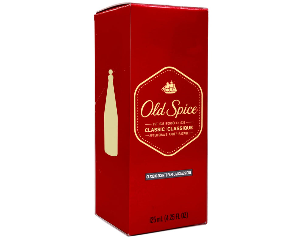 Old Spice bottle on bathroom vanity demonstrating everyday grooming use