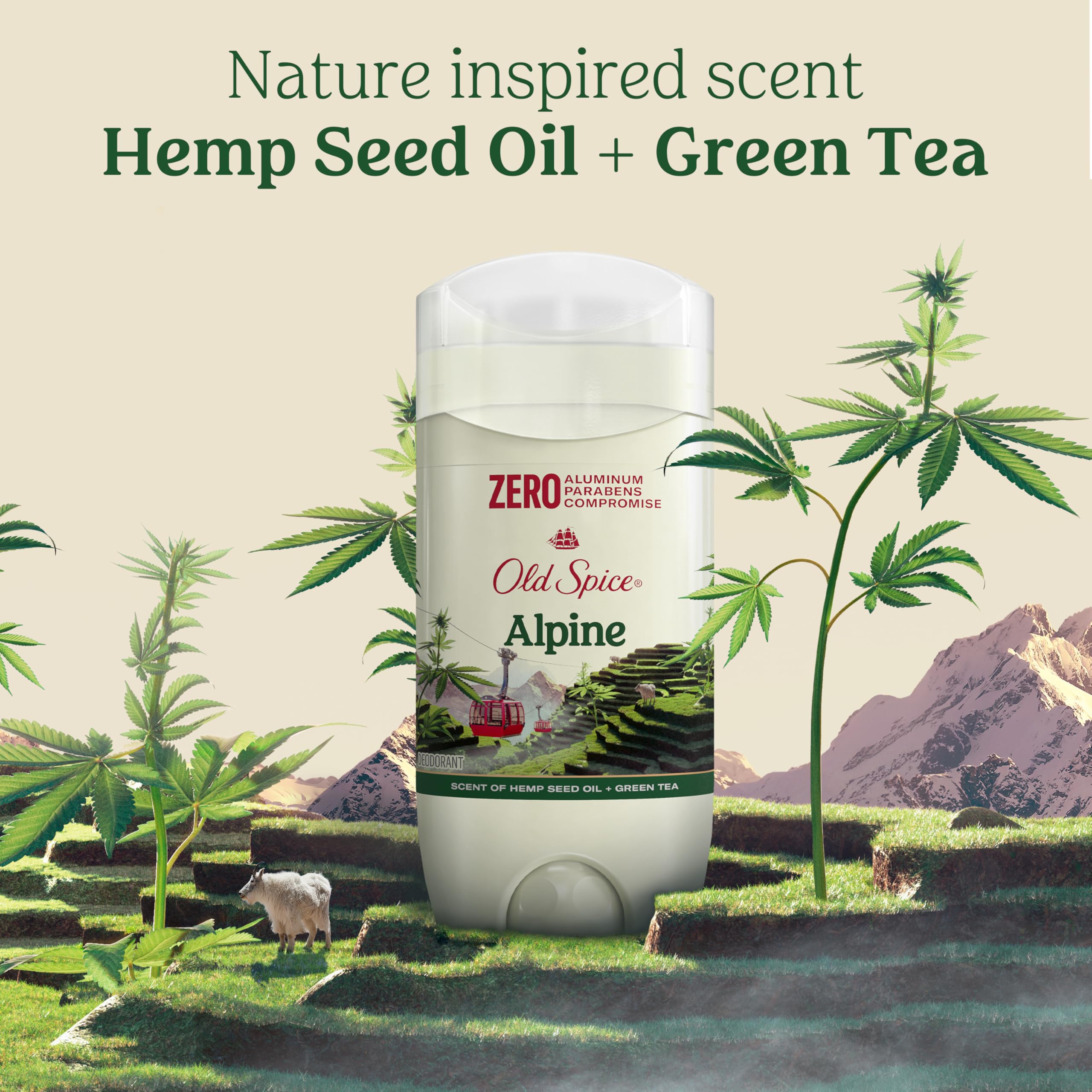 Old Spice Alpine ingredient close-up highlighting hemp seed oil benefit