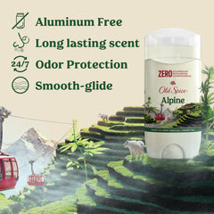 Old Spice Alpine side label displaying ingredient highlights and benefit