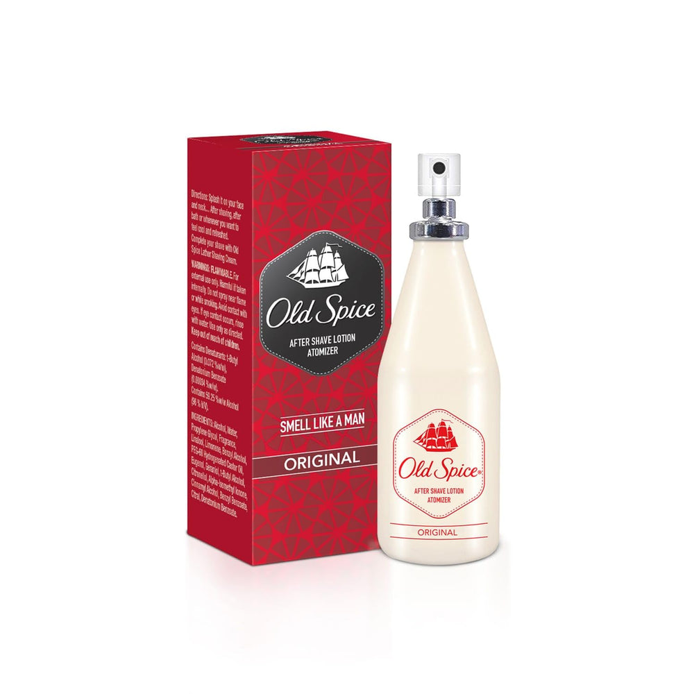 Old Spice atomizer front label showing classic branding and benefit