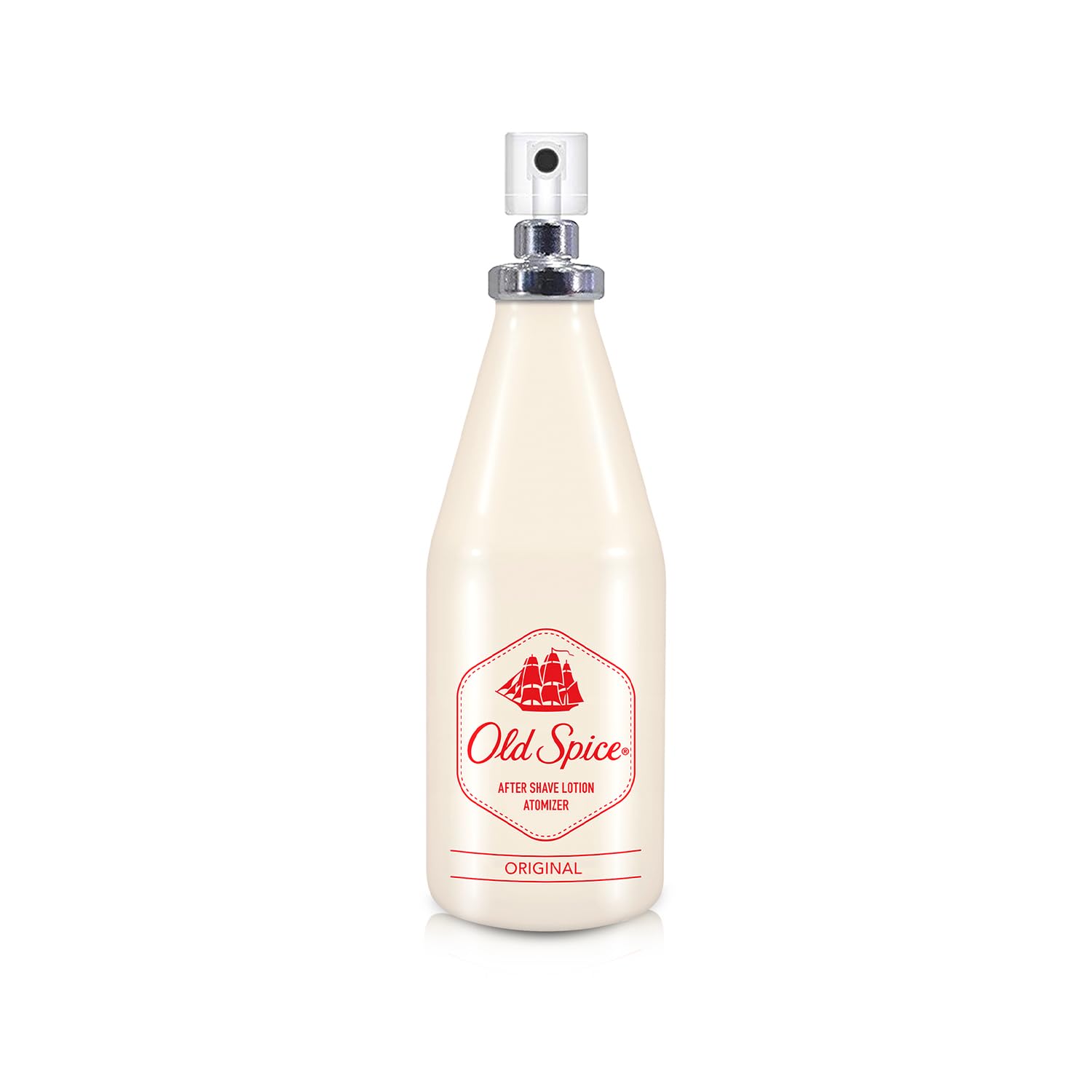 Old Spice atomizer placed on bathroom shelf suggesting daily routine