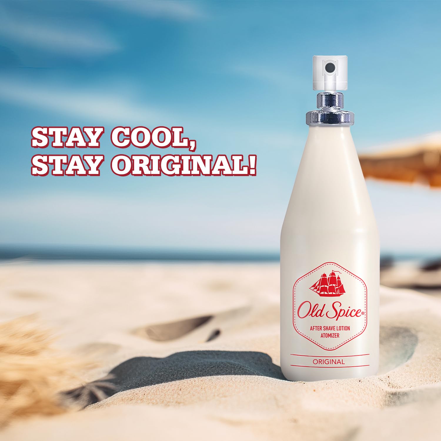 Old Spice atomizer side profile highlighting 150 ml compact design