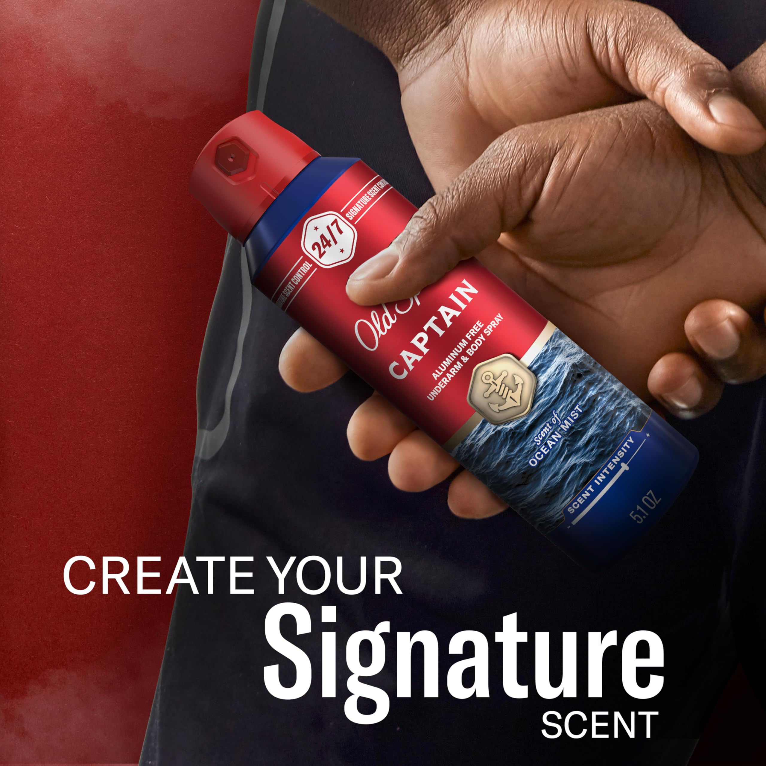 Old Spice Captain next to gym bag indicating post-workout refresh benefit