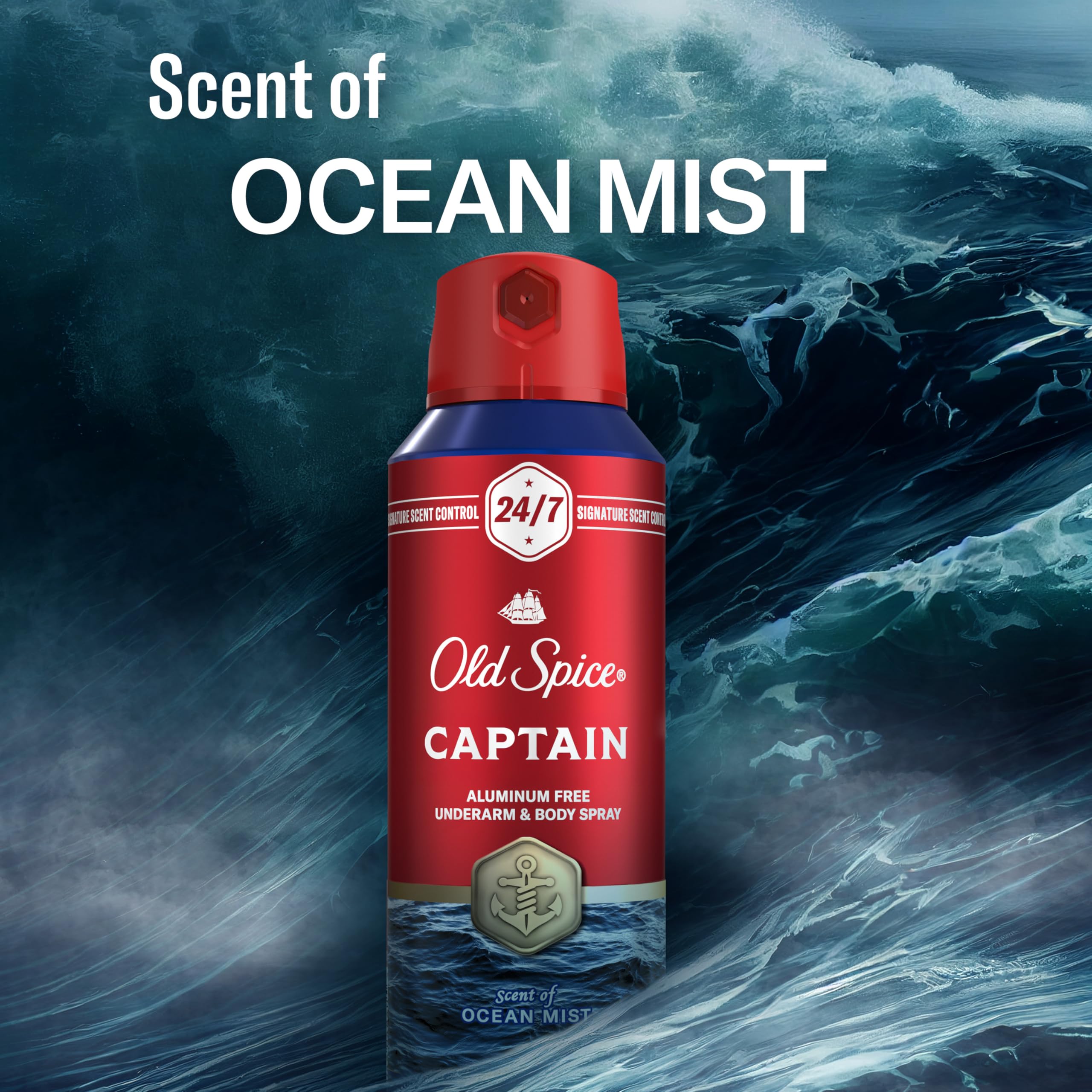 Old Spice Captain styled on beach scene communicating ocean-inspired scent benefit