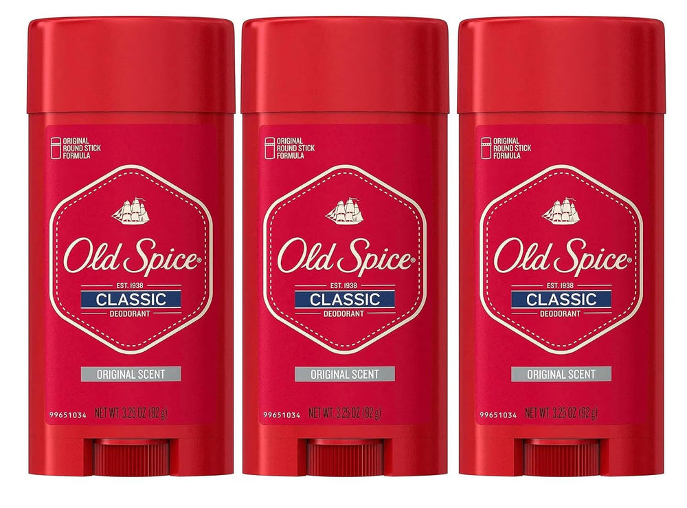 Old Spice Classic front packaging showing three sticks for reliable freshness