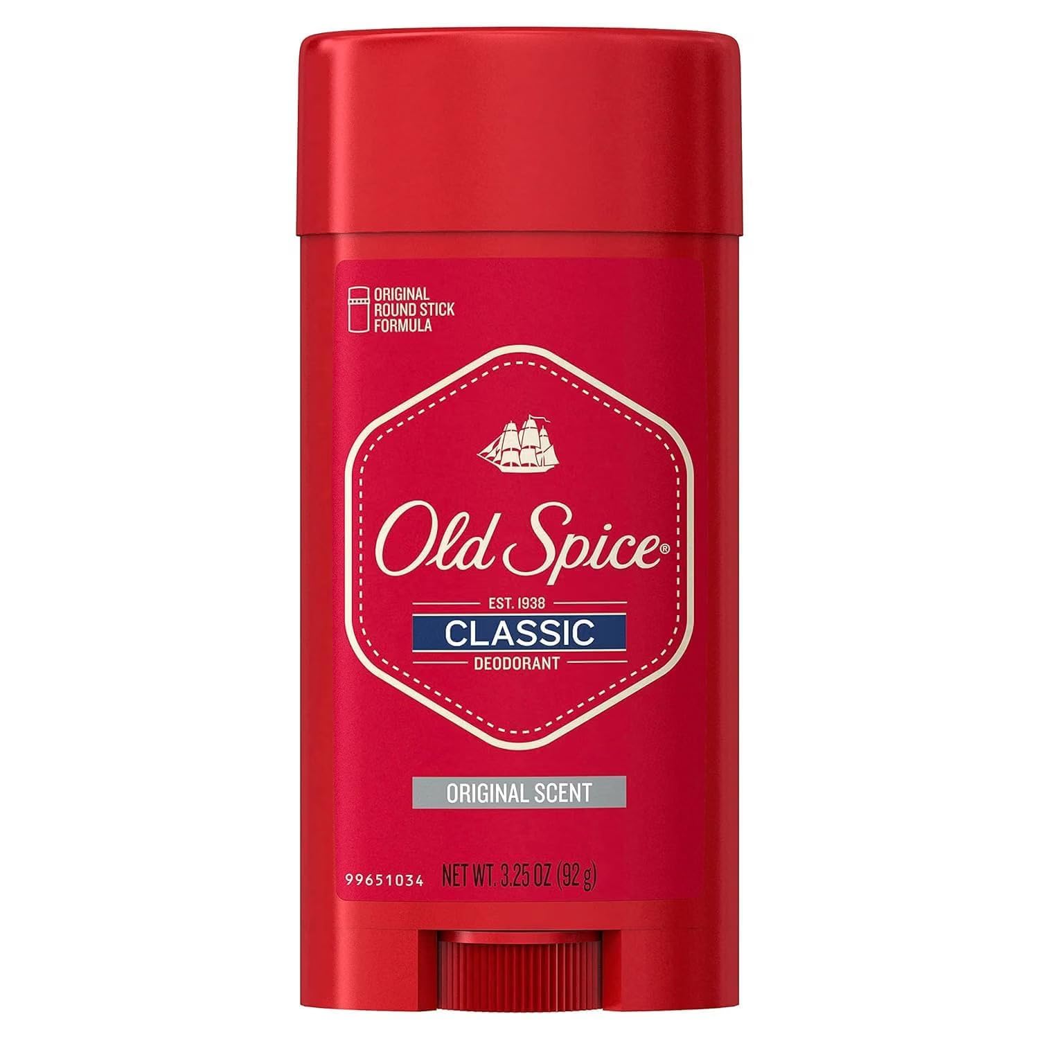 Old Spice Classic stick close-up showing smooth texture for easy application