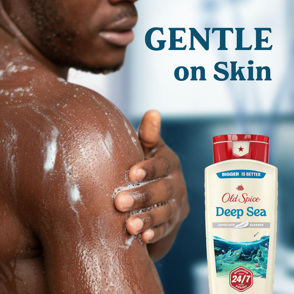 Old Spice bottles on bathroom shelf suggesting convenient everyday use
