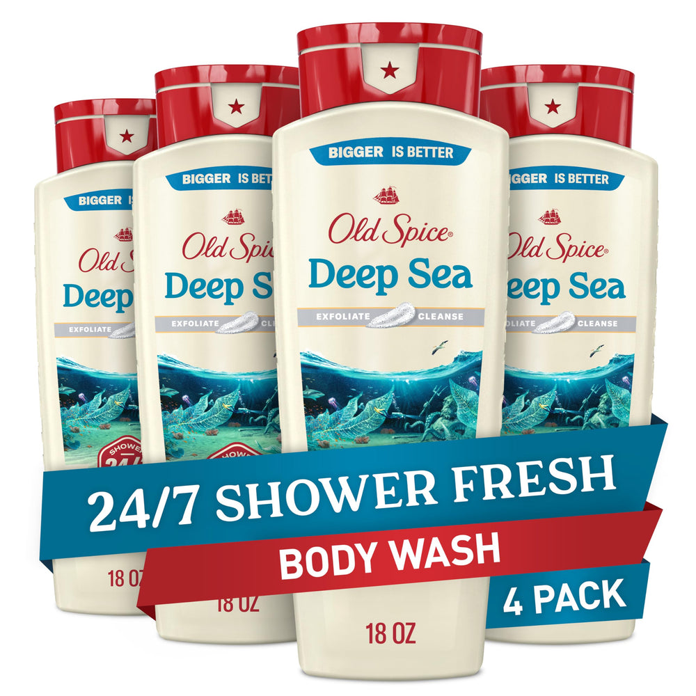 Old Spice bottle front packaging showing Deep Sea scent for confident freshness