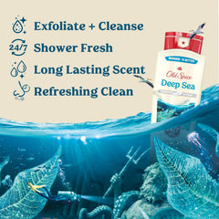 Old Spice body wash pouring and lathering delivering effective clean and moisture