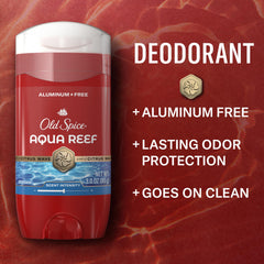 Old Spice deodorant stick open to reveal smooth texture for easy application