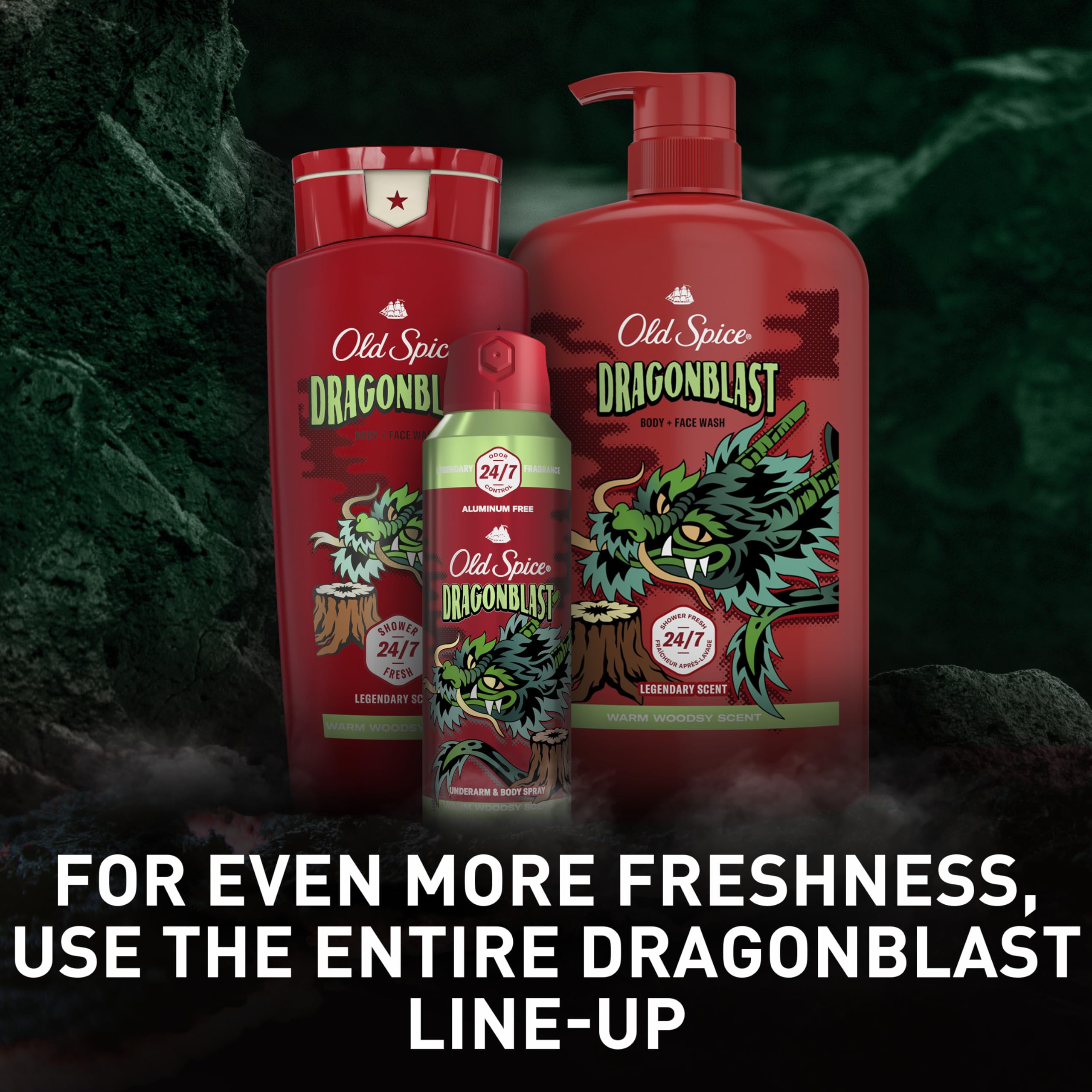 Man using Old Spice Dragonblast in morning routine smelling fresh
