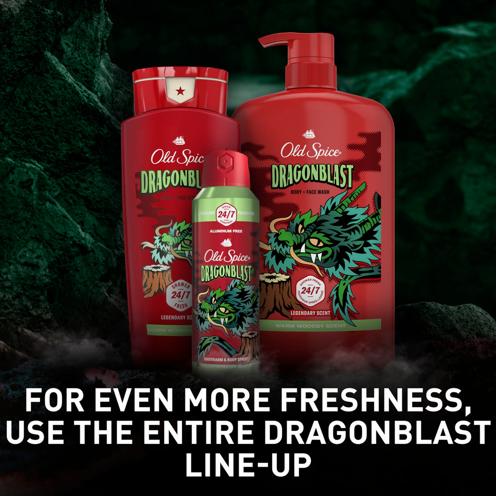 Man using Old Spice Dragonblast in morning routine smelling fresh