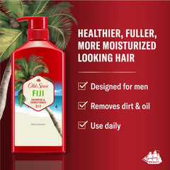 Old Spice Fiji back label with ingredients and usage benefits