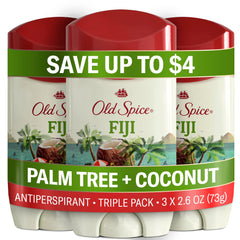 Old Spice Fiji front packaging showing tropical scent benefit