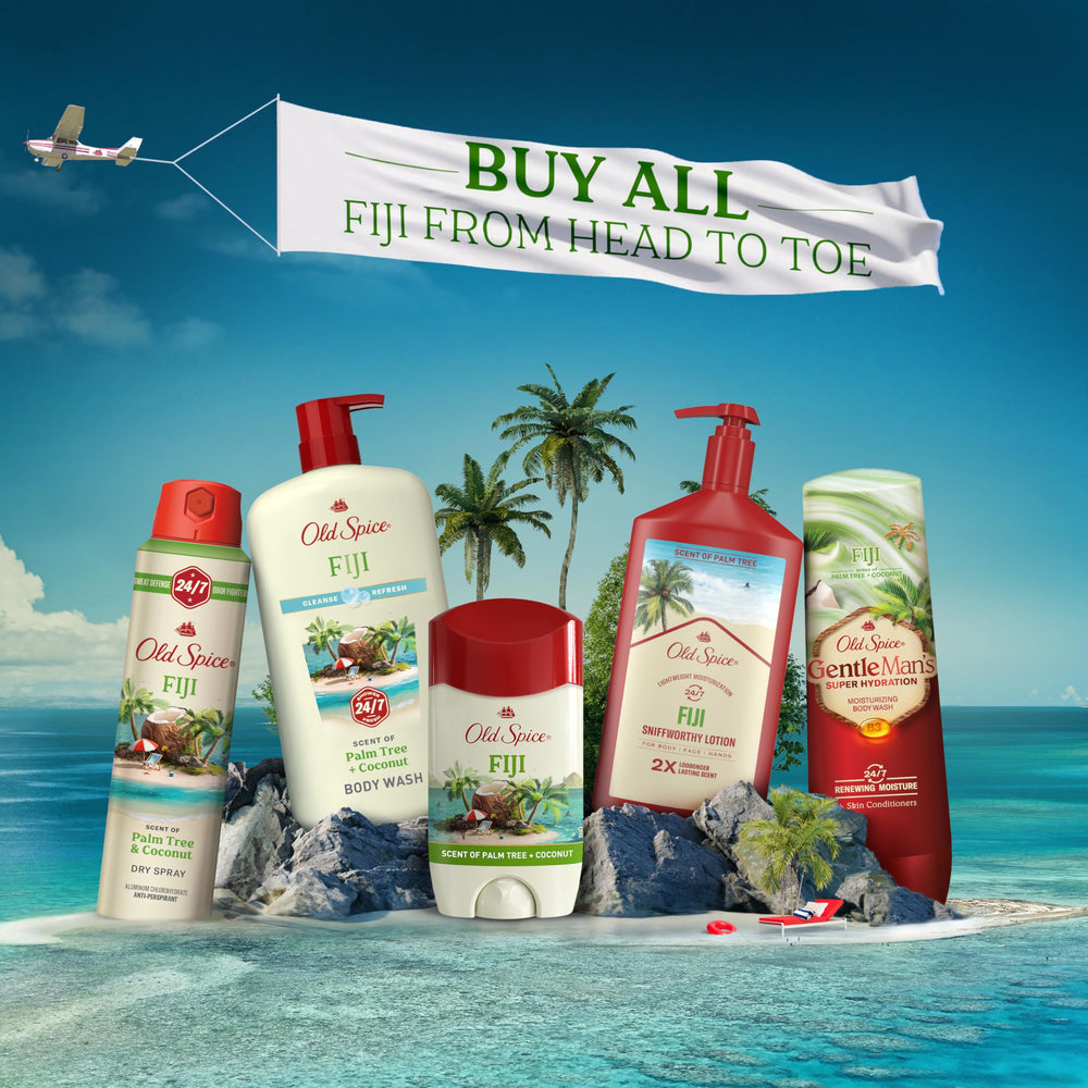 Old Spice on bathroom shelf in lifestyle scene suggesting everyday readiness