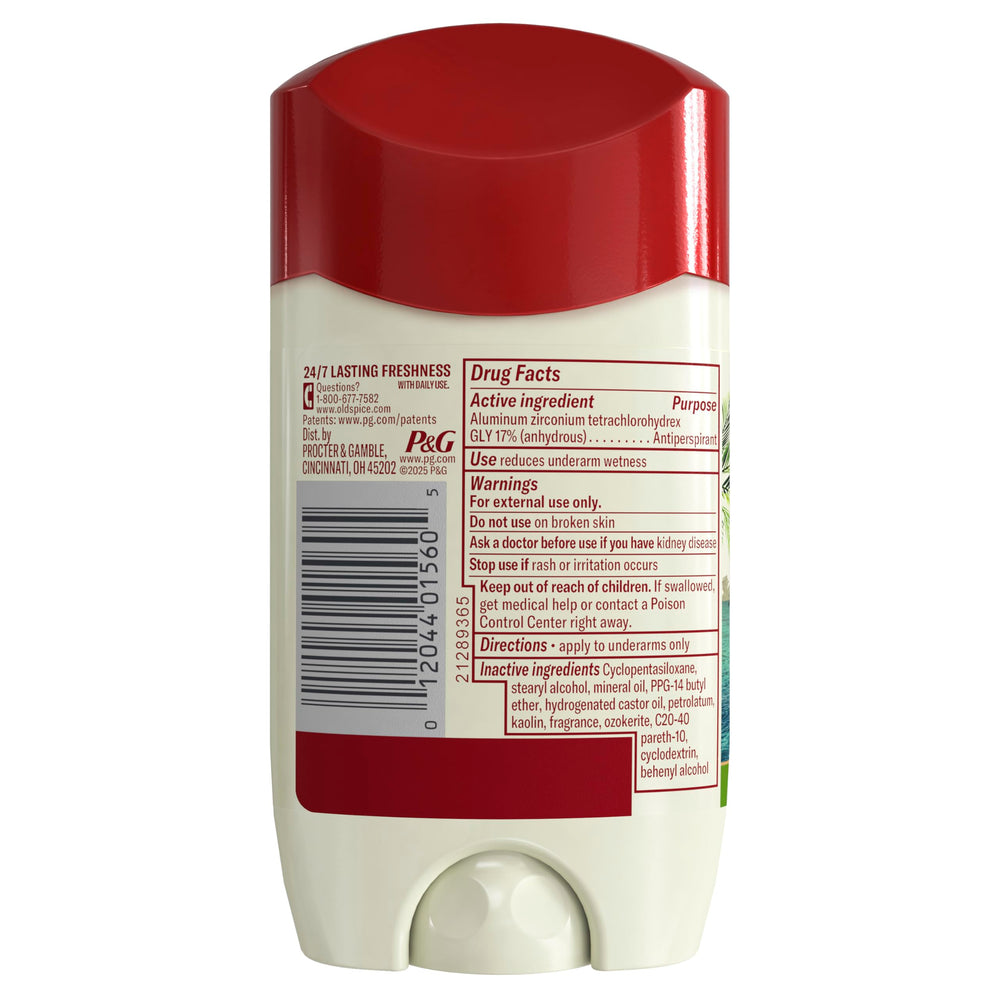 Old Spice palm tree graphic detail reinforcing tropical fragrance appeal