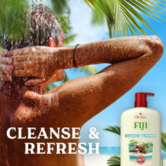Old Spice pour and lather texture demonstrating gentle cleansing and rich foam