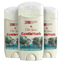 Old Spice GentleMan's front packaging showing scent and three-pack benefit