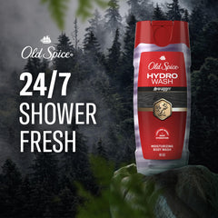 Old Spice Hydro Wash Swagger pump dispensing lather to show easy foaming and effective cleansing