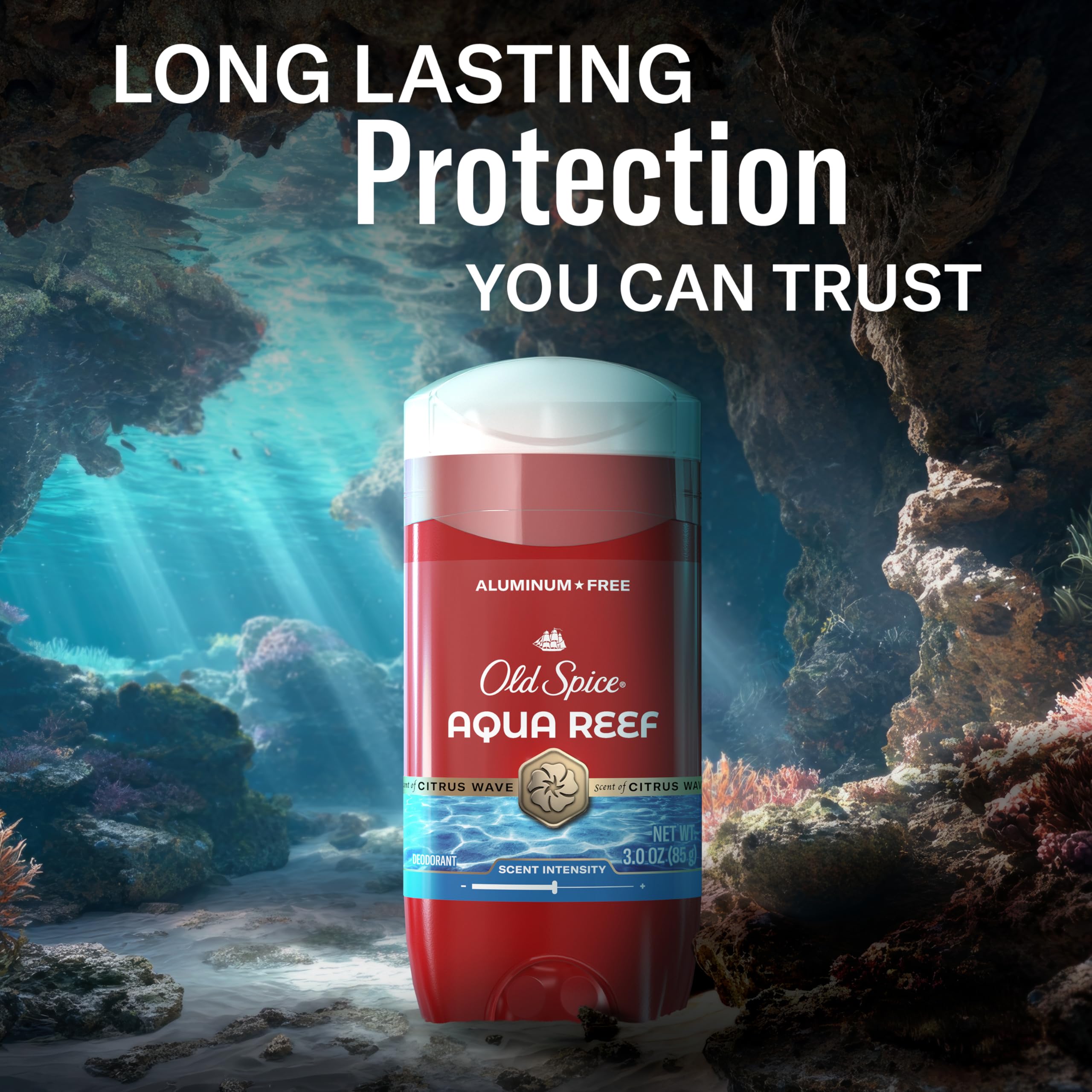 Applying Old Spice deodorant underarm for all-day odor control