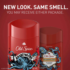 Old Spice Krakengard next to a hand to show size and portability benefit