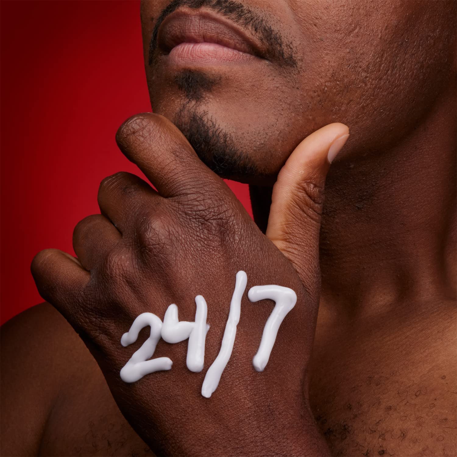 Old Spice lotion texture on skin highlighting quick absorption and softness