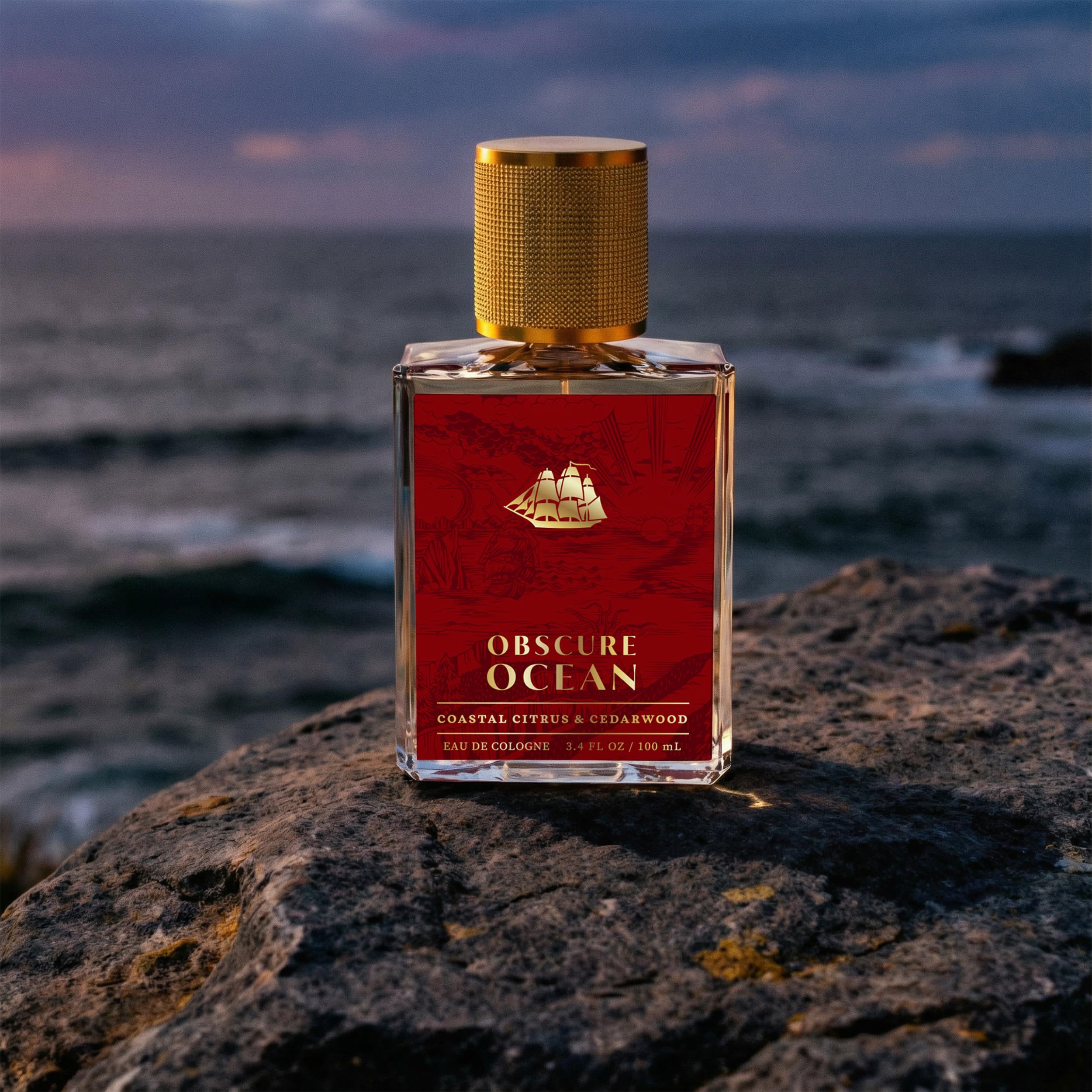 Old Spice bottle with ingredient visuals highlighting citrus and cedar freshness