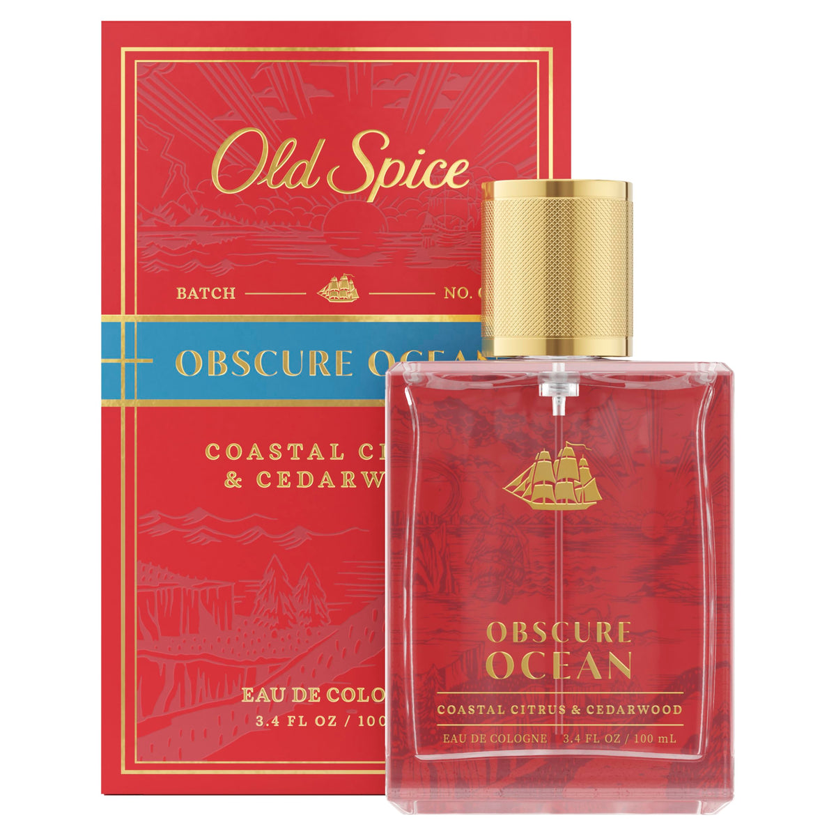 Old Spice Obscure Ocean front bottle showing fresh coastal appeal and confidence