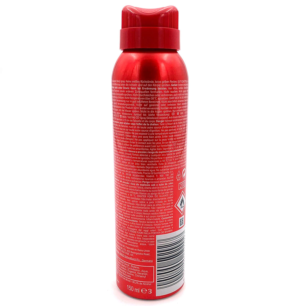 Old Spice spray in use on chest showing quick refresh and convenient application benefit