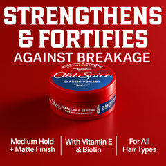 Old Spice pomade on hands demonstrating simple application and quick emulsifying benefit