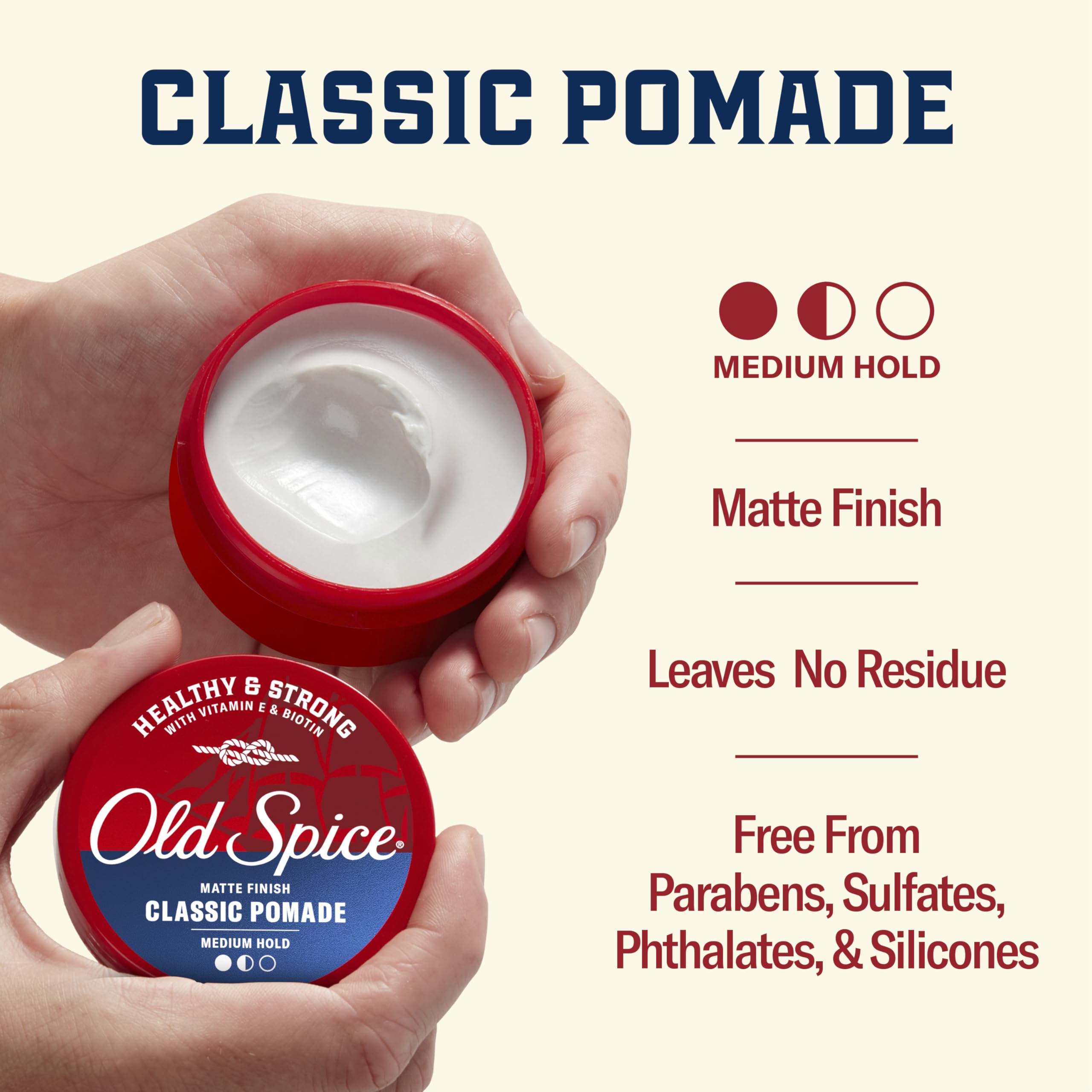 Old Spice closeup of styled hair illustrating medium hold that remains touchably soft