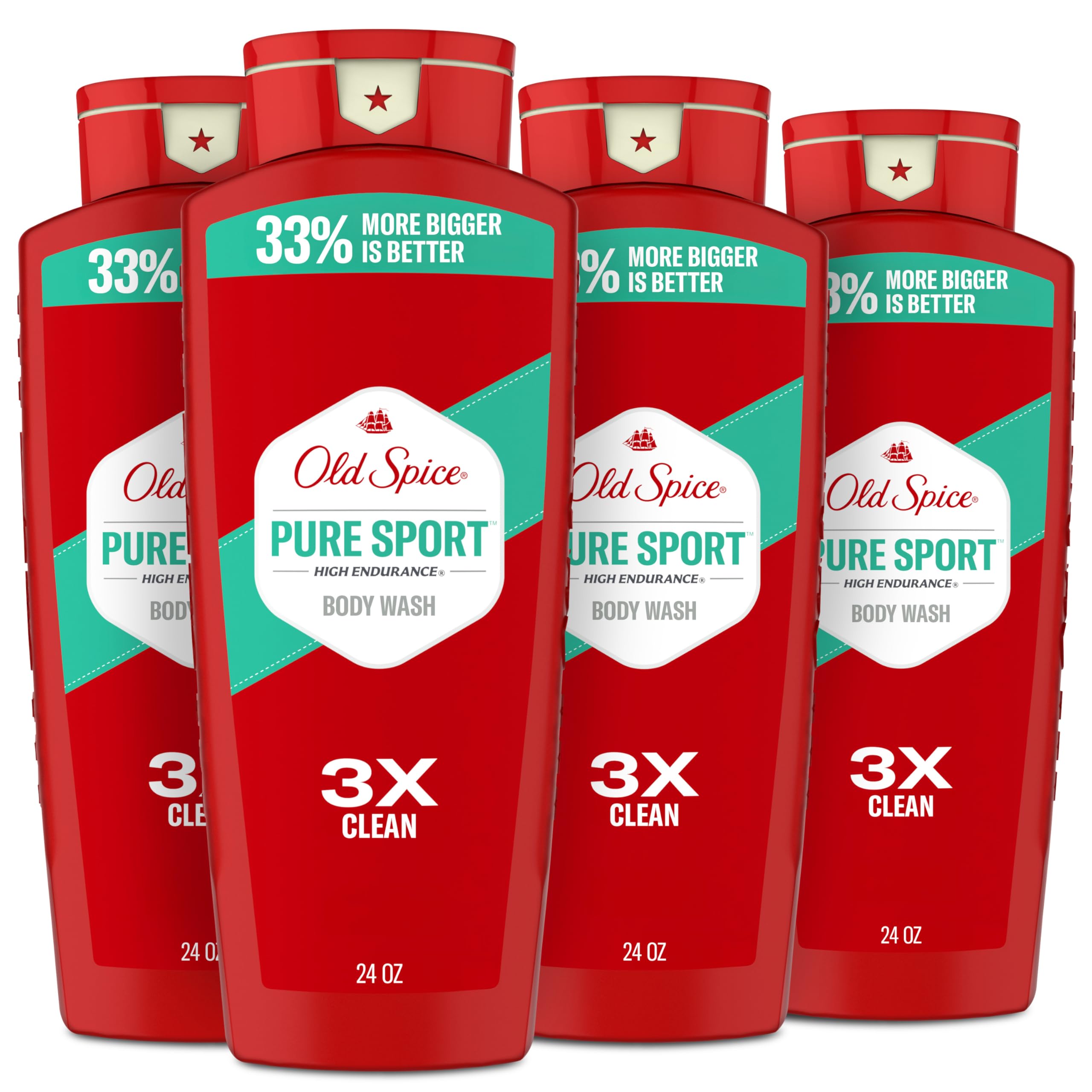 Old Spice Pure Sport front packaging showing bottle design and scent benefits