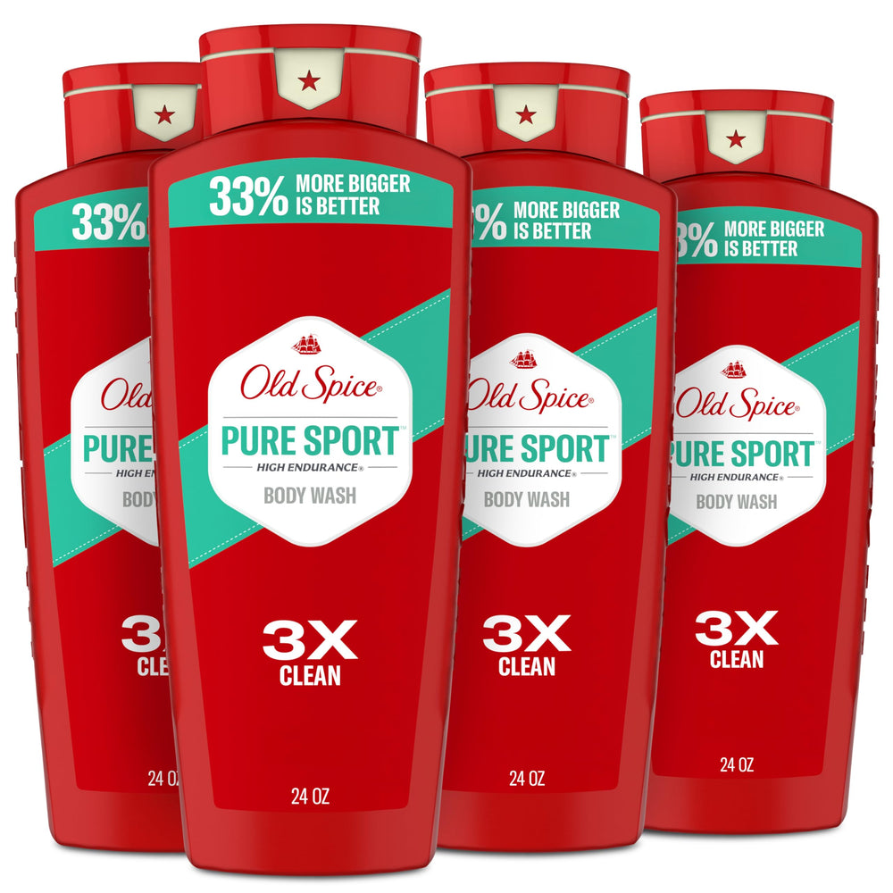 Old Spice Pure Sport front packaging showing bottle design and scent benefits