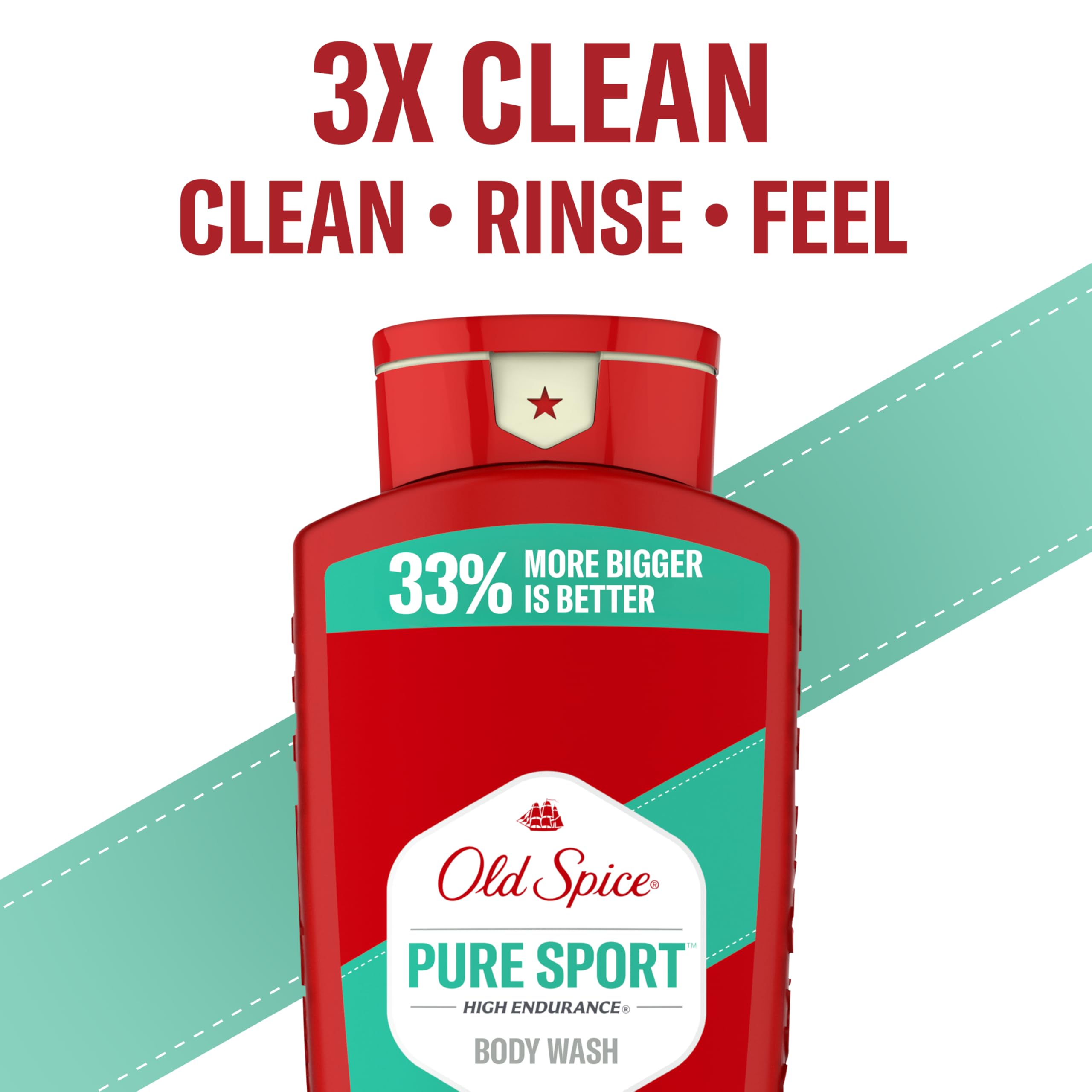Old Spice Pure Sport pouring into loofah demonstrating efficient lathering